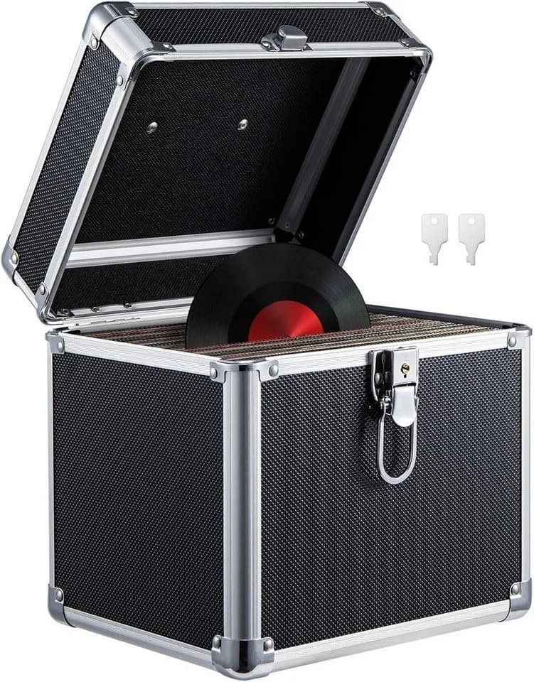 Youyijia Schallplattenkoffer 50 LP Schwarz/Silber ABS - Bild 2