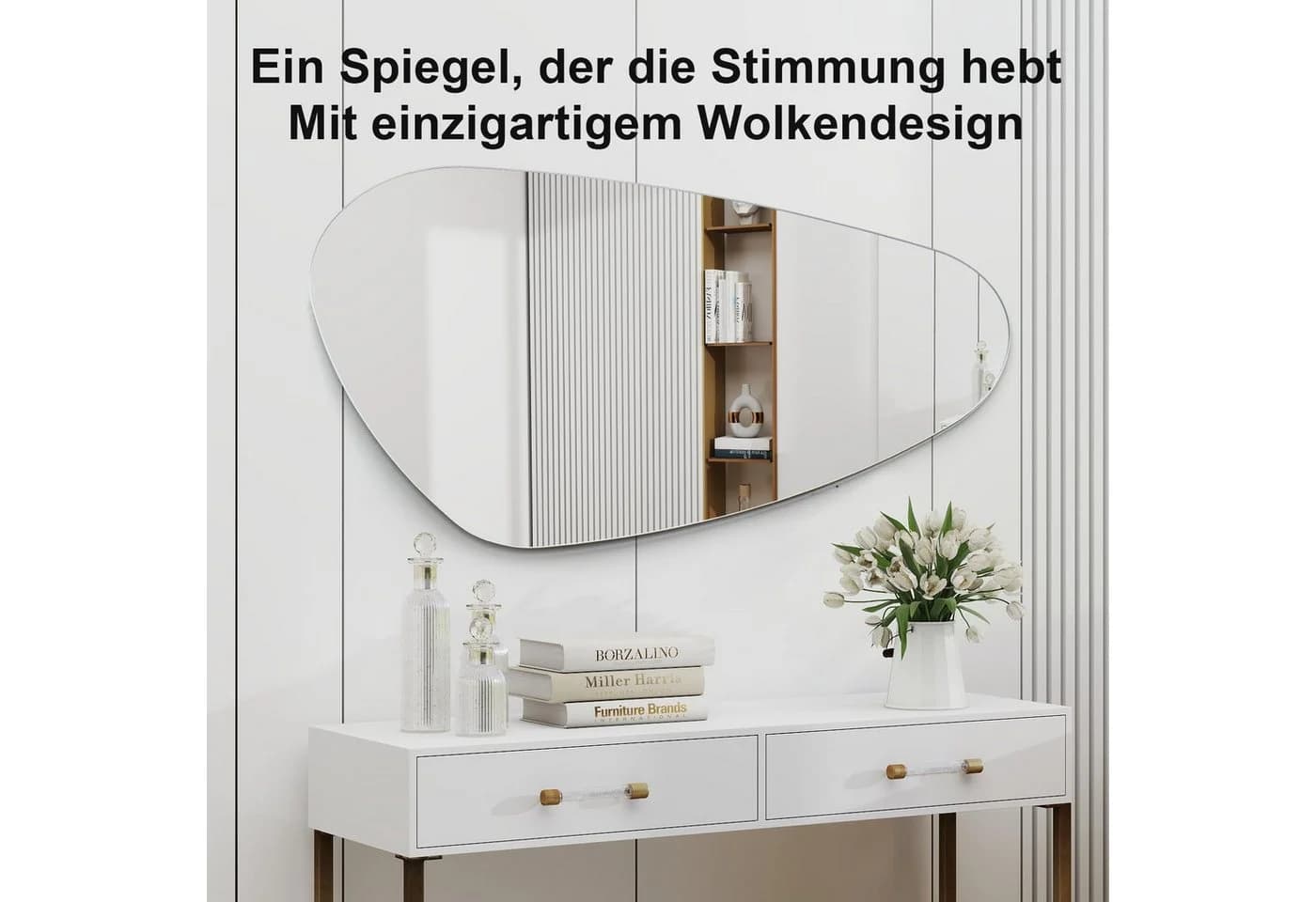 Youyijia Kosmetikspiegel Asymmetrisch Rahmenloser HD Glas Spiegel Silber - Bild 4