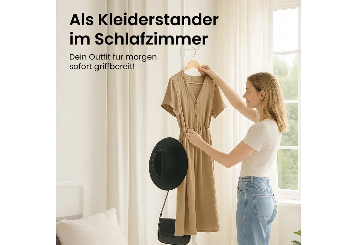 Youyijia Garderobenständer Ausziehbar 5 Haken Weiß - Bild 3