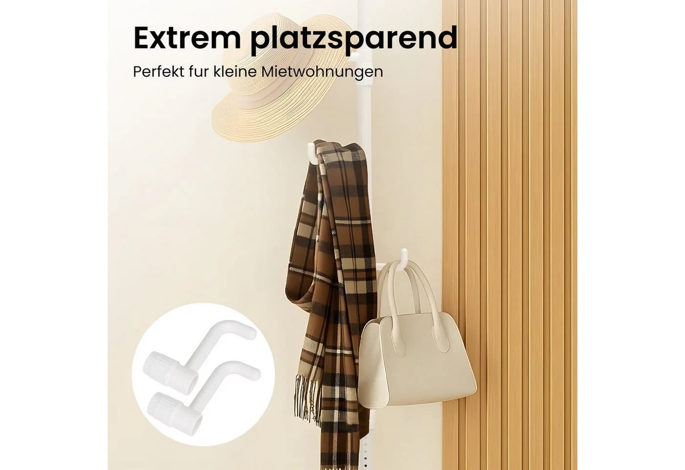 Youyijia Garderobenständer Ausziehbar 5 Haken Weiß - Bild 4