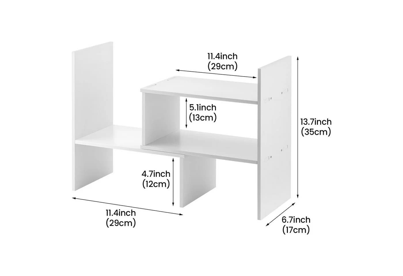 Youyijia Bücherregal Verstellbar Ausziehbar Standregal Schreibtisch-Organizer Weiß - Bild 3