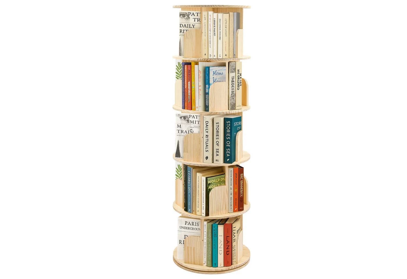 Youyijia Bücherregal 3/4/5-stöckig Drehregal Kiefernholz Naturholzfarbe - Bild 2