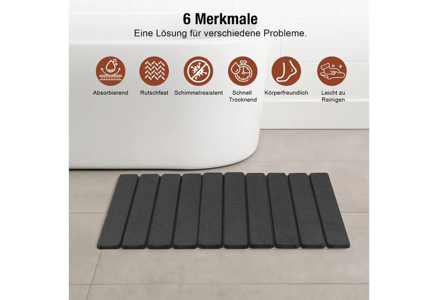 Youyijia Badematte Faltbare Stein-Badematte Kieselgur 40x60cm Super Saugfähig - Bild 4