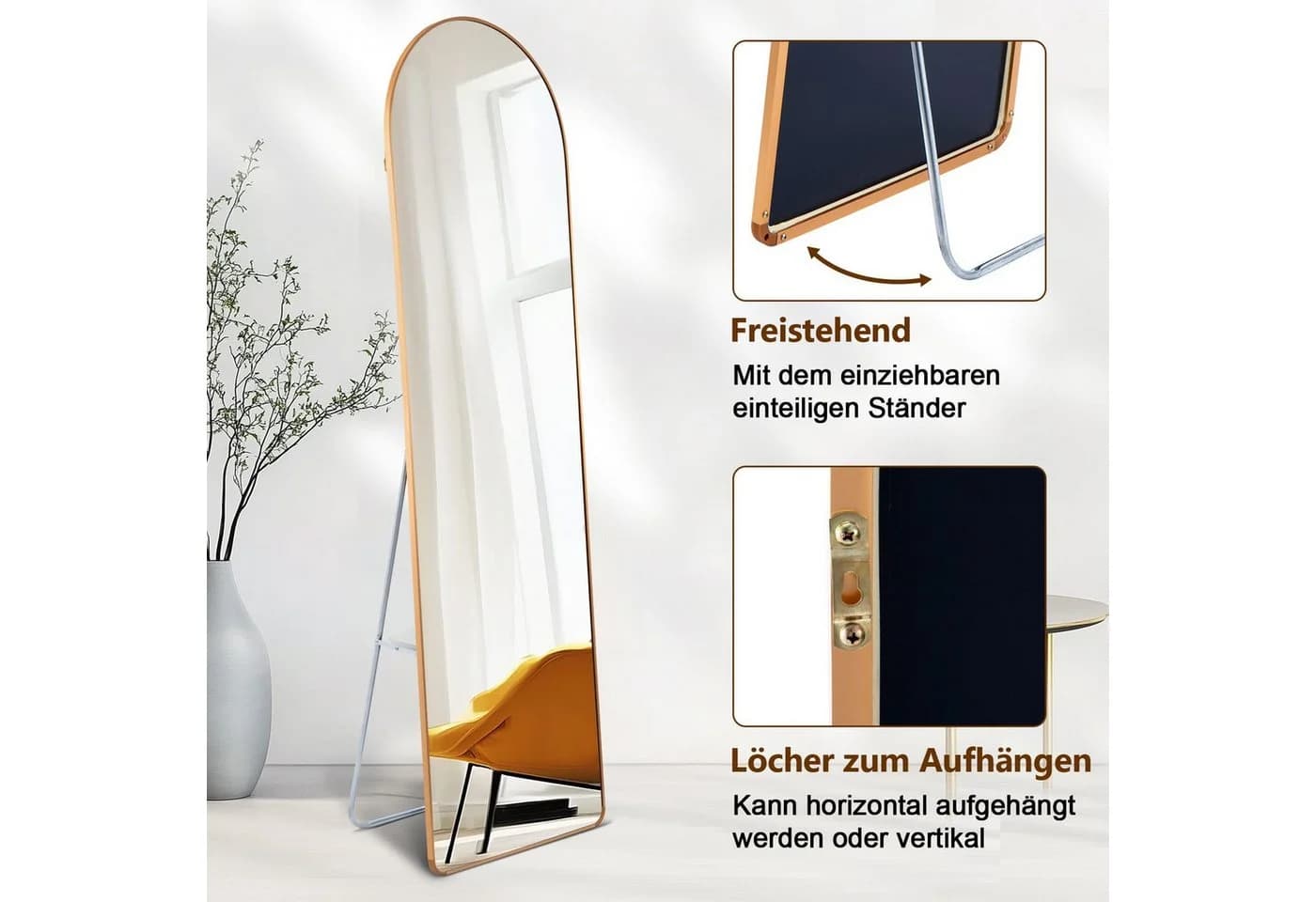 Youyijia Ganzkörperspiegel Standspiegel Wandspiegel Gehärtetes Glas - Bild 4
