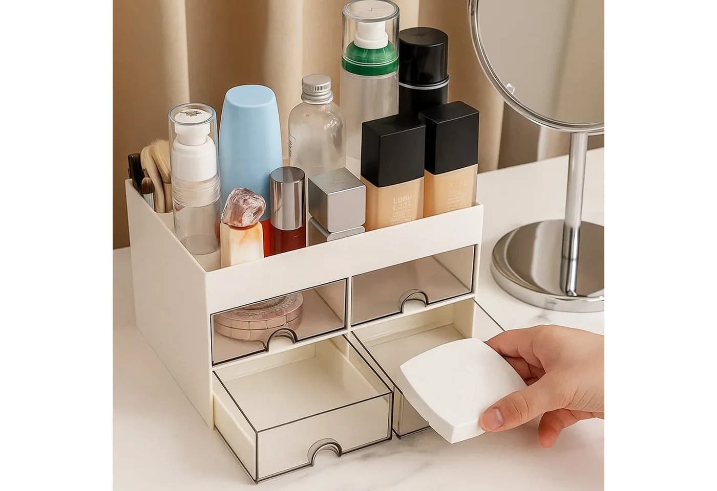 Youyijia Make-Up Organizer mit Schubladen Weiß Kunststoff - Bild 2