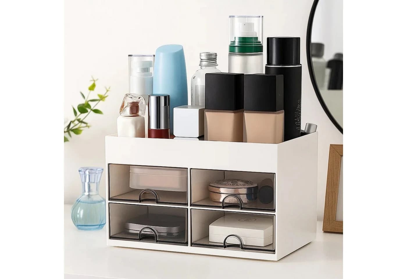 Youyijia Make-Up Organizer mit Schubladen Weiß Kunststoff - Bild 3