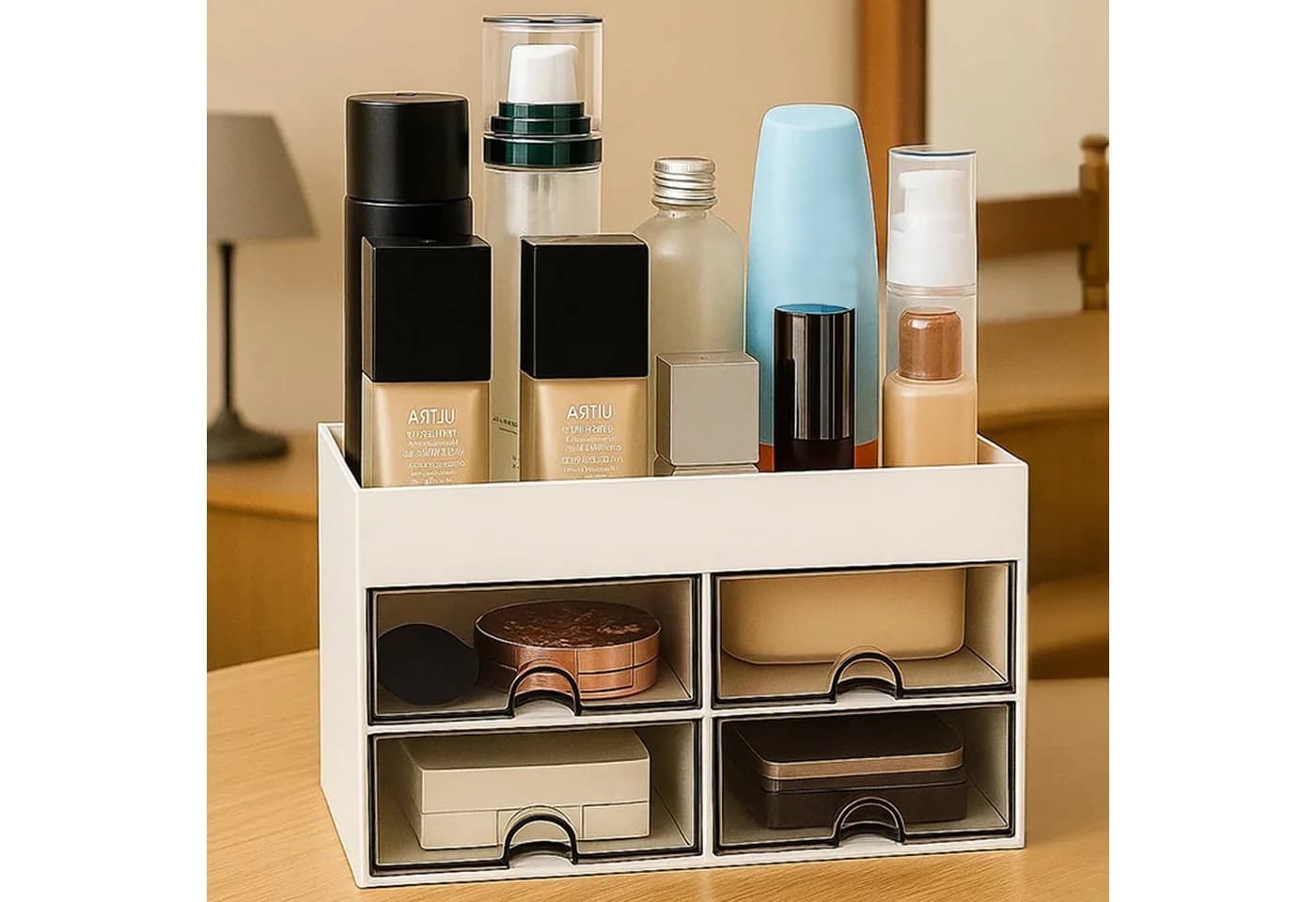 Youyijia Make-Up Organizer mit Schubladen Weiß Kunststoff - Bild 4
