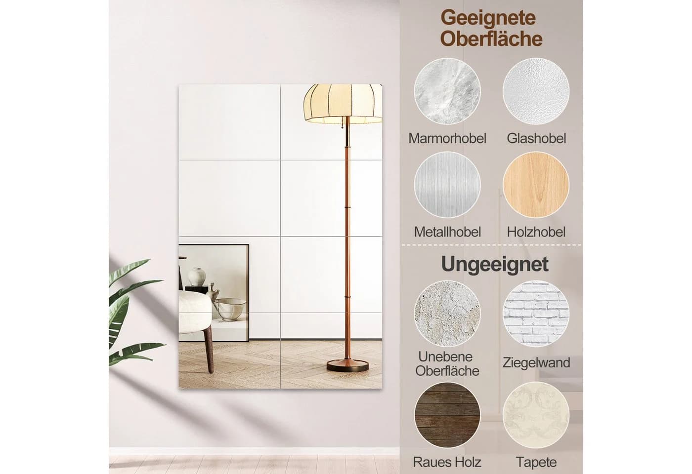 Youyijia Wandsticker Spiegelfliesen Selbstklebender Glasspiegelfliese - Bild 4