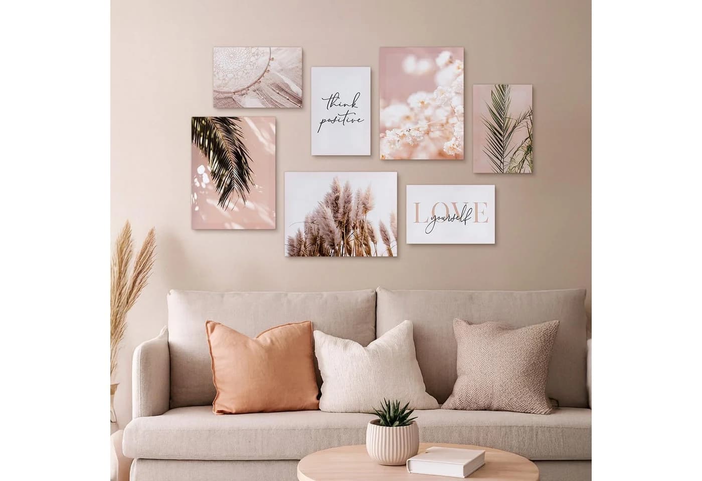 Youyijia Poster Wandbilder Boho Pampasgras 7-teiliges Poster Set, Moderne Wandbilder