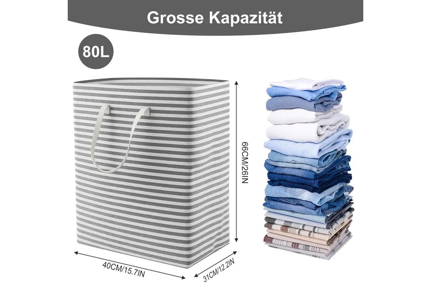 Youyijia Wäschebox Wäschekorb 2 Fächer 80L
