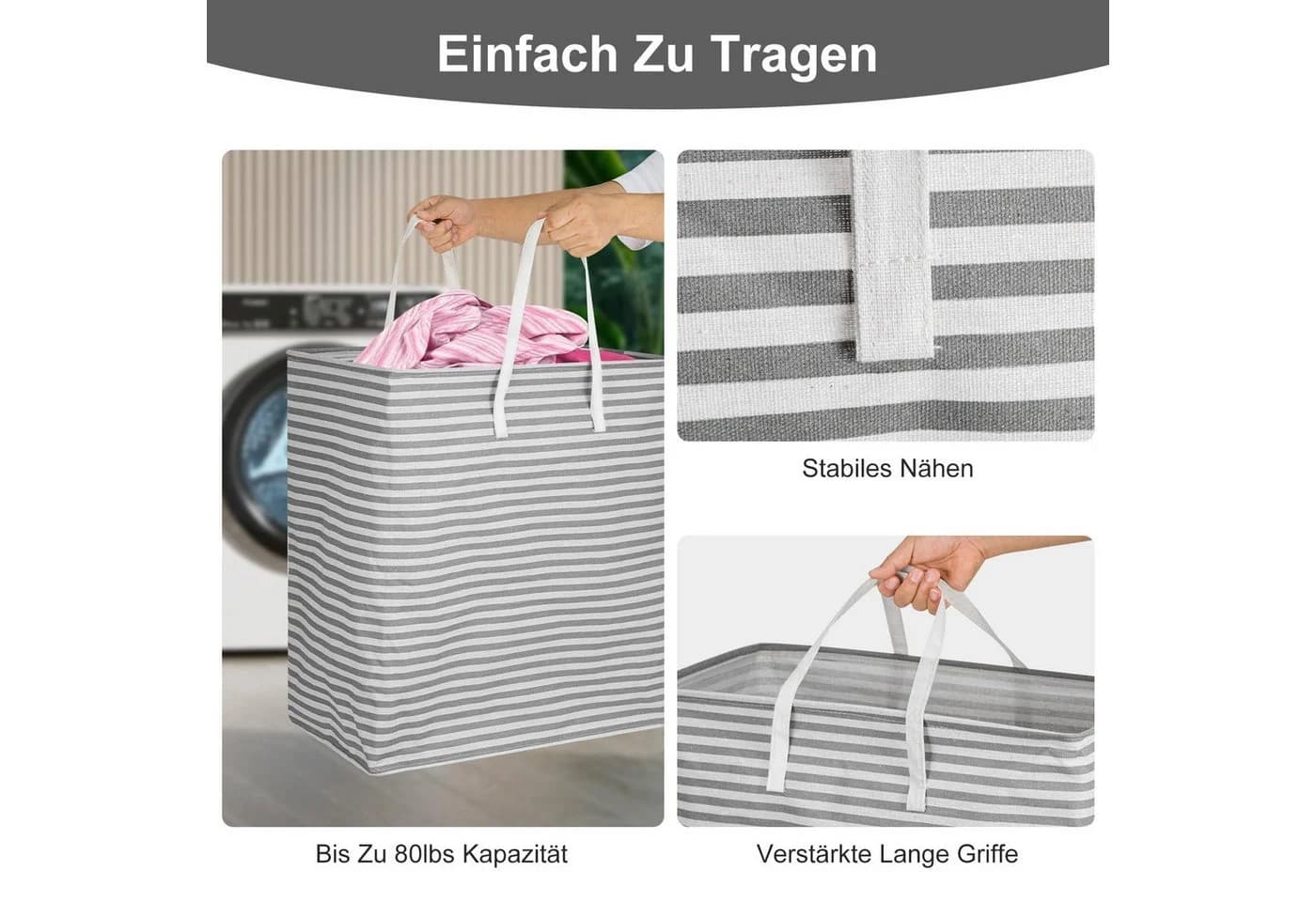 Youyijia Wäschebox Wäschekorb 2 Fächer 80L - Bild 4