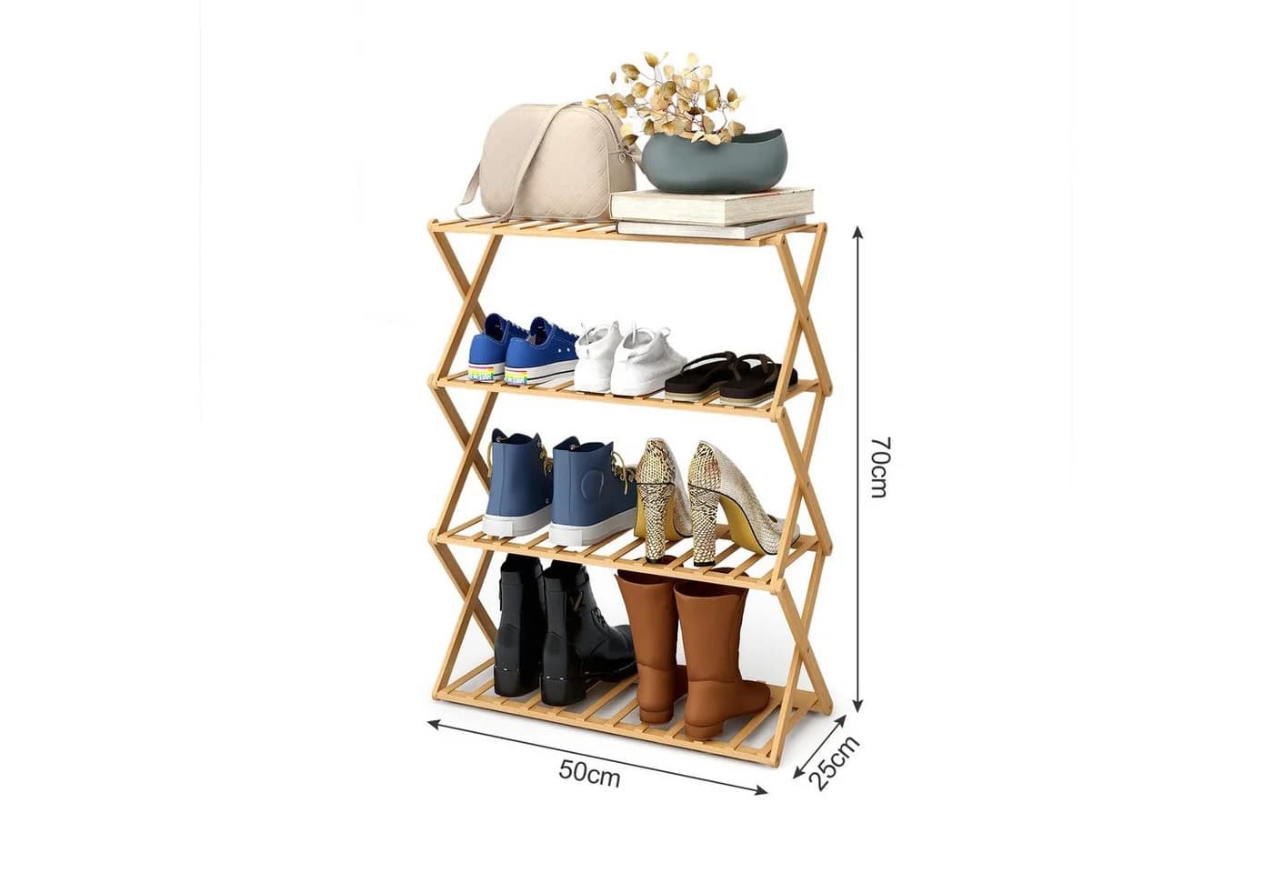 Youyijia Schuhregal 50x70cm Bambus 4 Ebenen