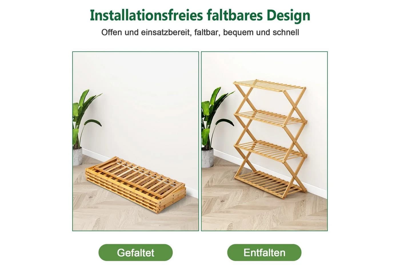 Youyijia Schuhregal 50x70cm Bambus 4 Ebenen - Bild 4