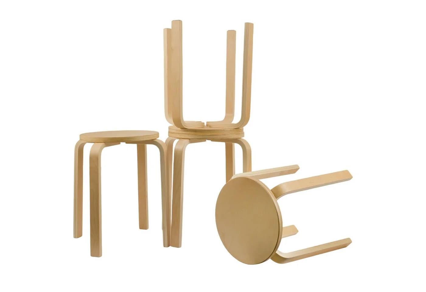 Youyijia Holzstuhl 4er Set Esszimmerstühle Stapelbar Hellbraun - Bild 4