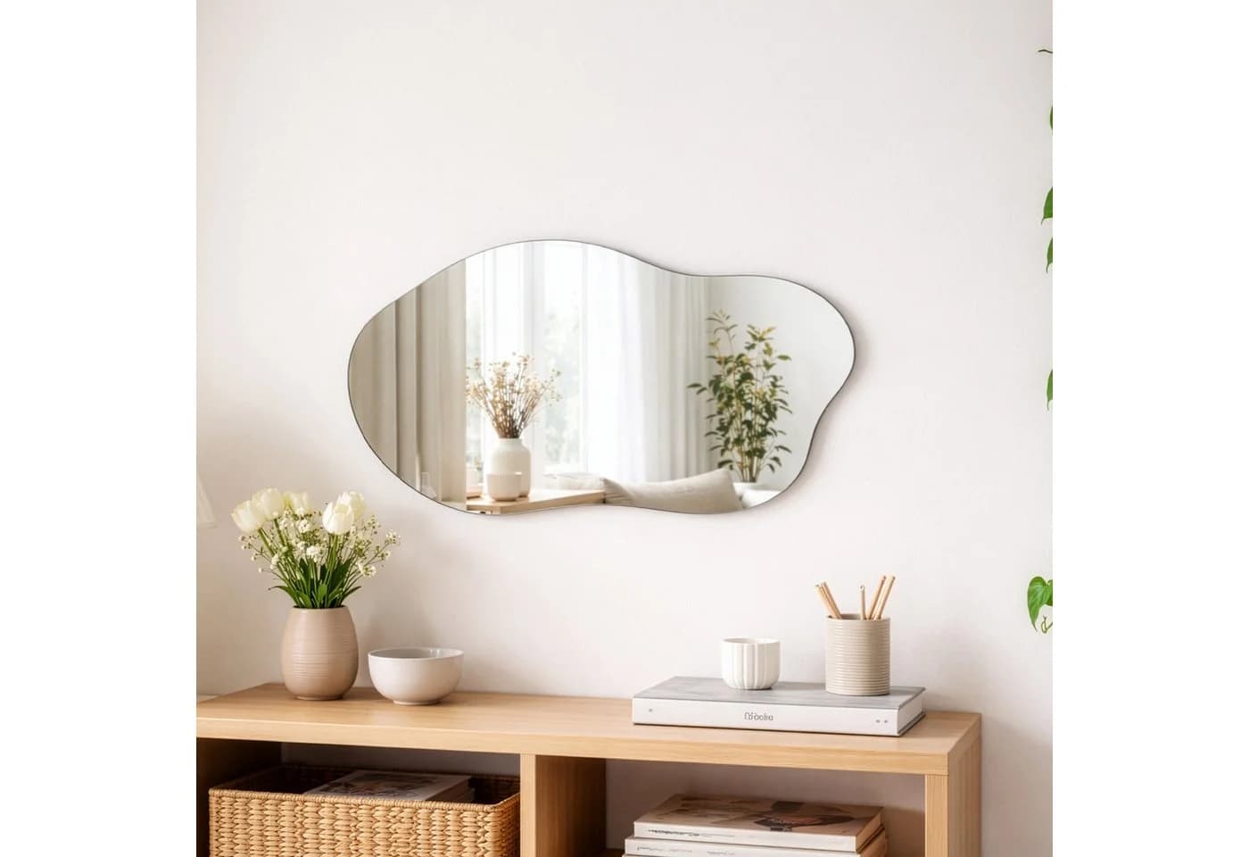 Youyijia Ganzkörperspiegel Rahmenlos HD Glas Asymmetrisch Silber