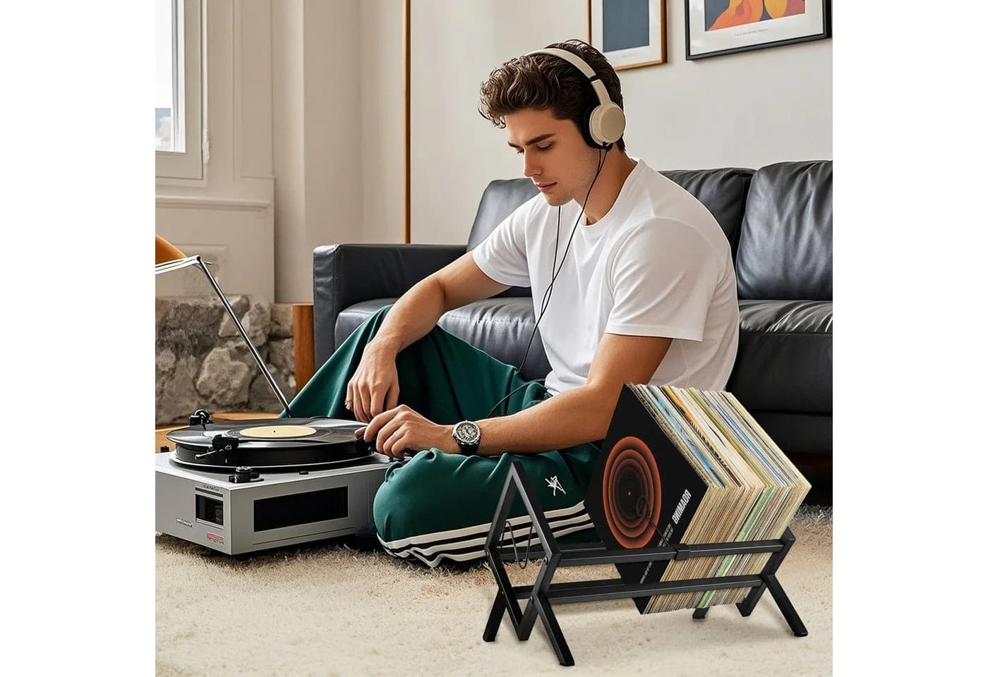 Youyijia Plattenständer Schallplatten Aufbewahrung LP Regal Schwarz - Bild 4