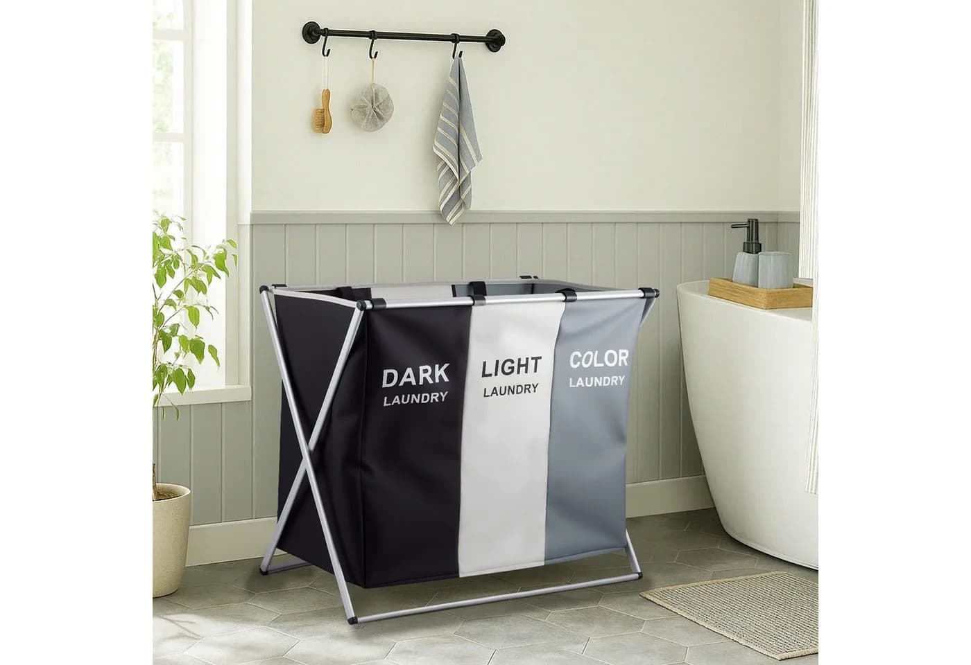 Youyijia Wäschekorb 3 Fächer 160 Liter Oxford-Gewebe