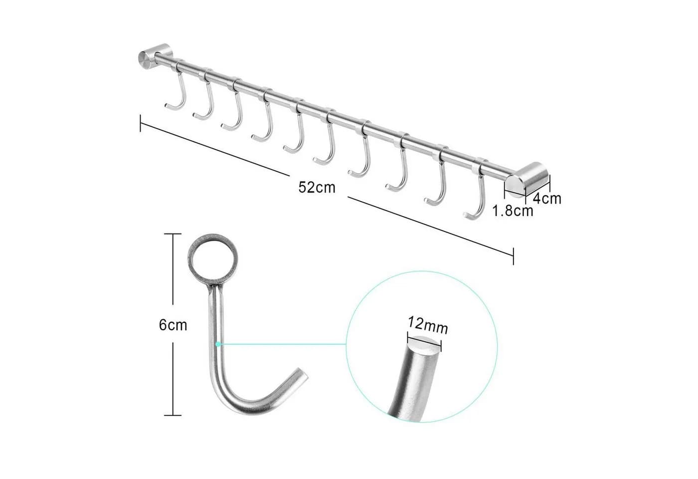 Youyijia Hakenleiste Küche Silber Edelstahl - Bild 5
