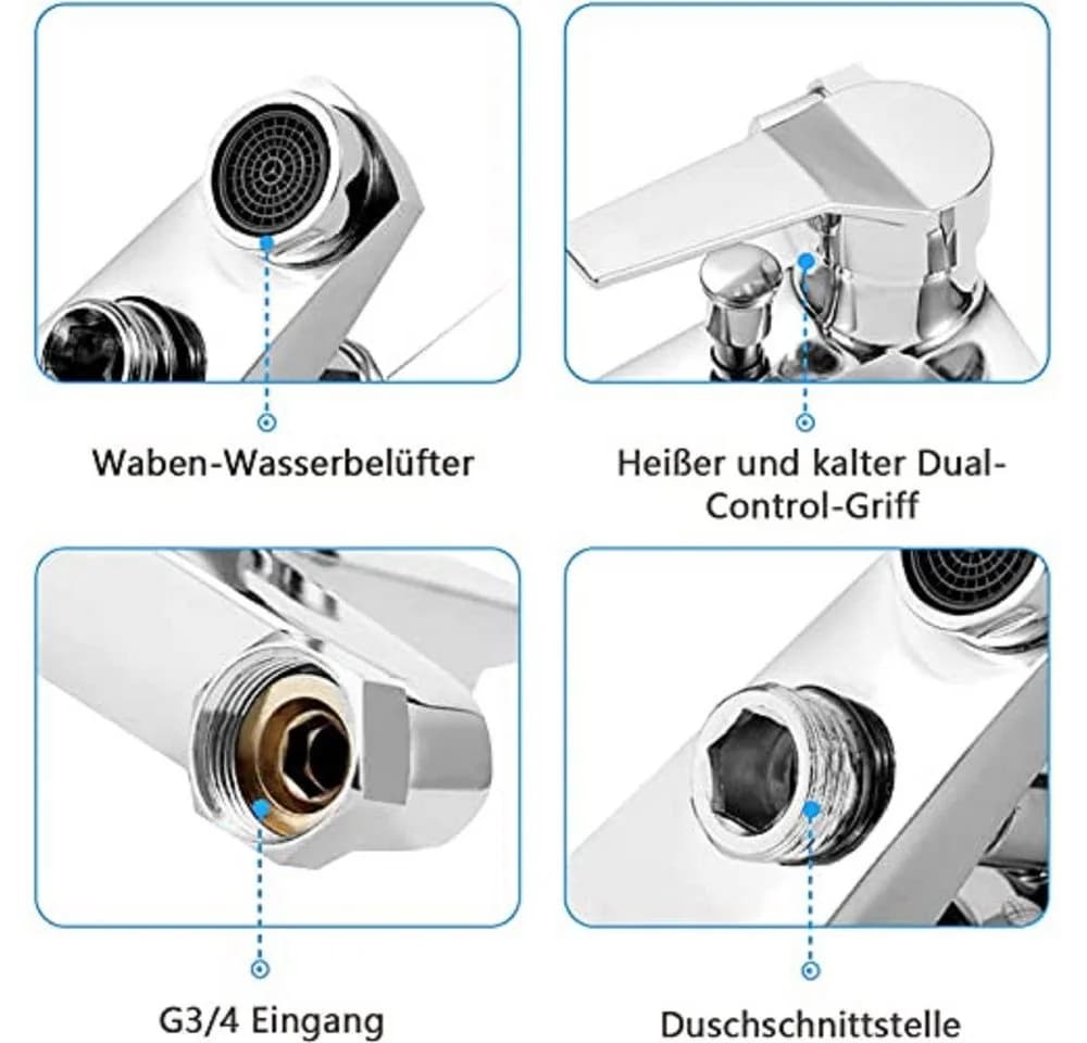 Youyijia Badezimmer-Set Silberne Einhebel-Badewannenarmatur Duschset Zinklegierung - Bild 4