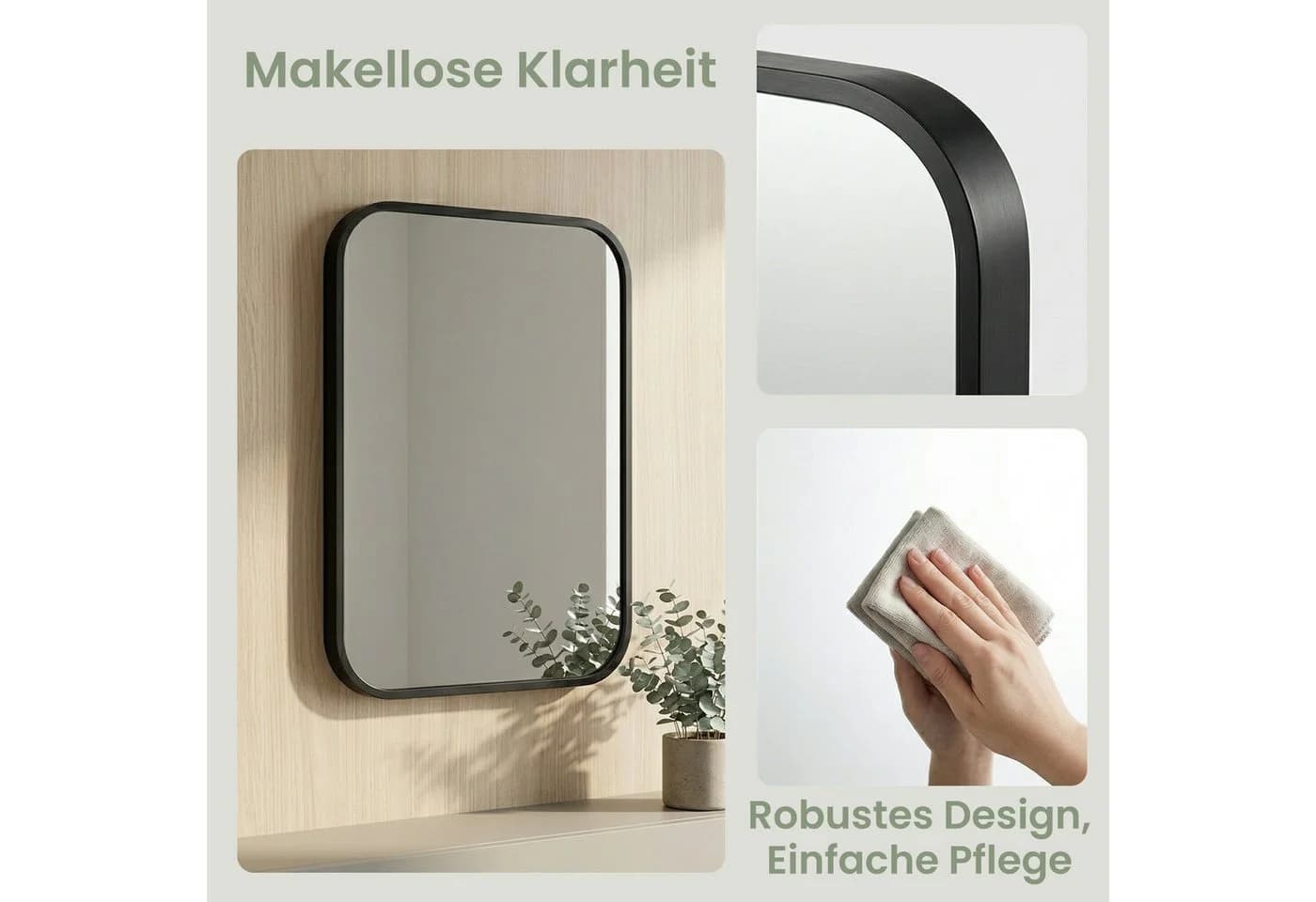 Youyijia Wandspiegel Glas Metall Modern Rechteckig - Bild 3