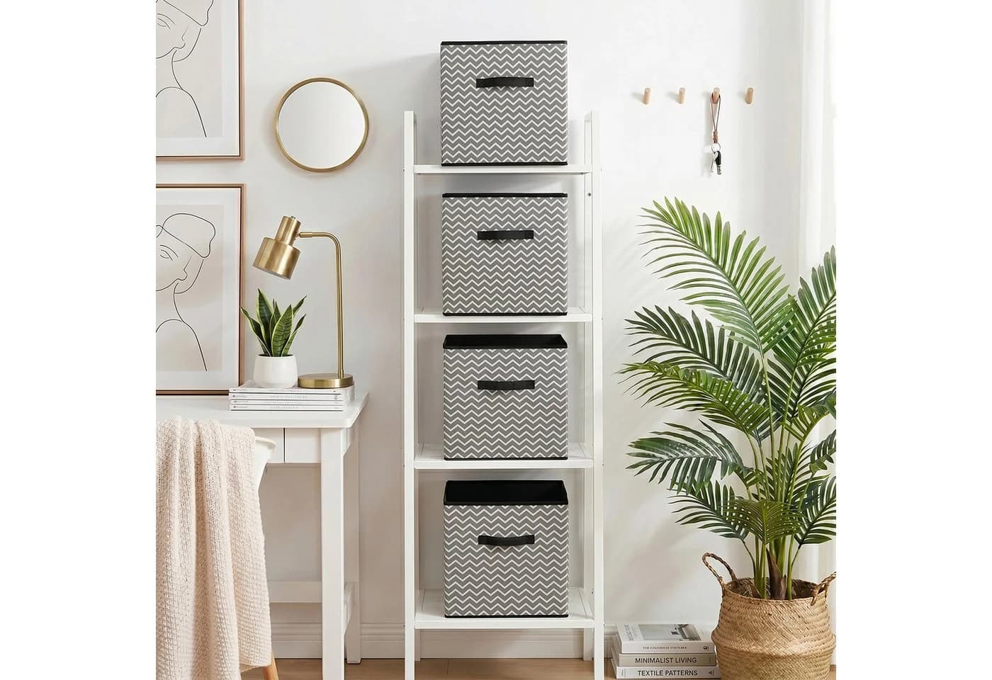 Youyijia Aufbewahrungsbox 4er-Set Stoff Faltbar Grau - Bild 3
