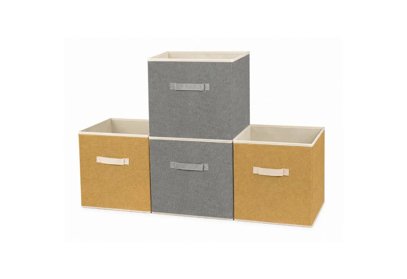 Youyijia Aufbewahrungsbox 4er-Set Stoff Faltbar Gelb Grau - Bild 2