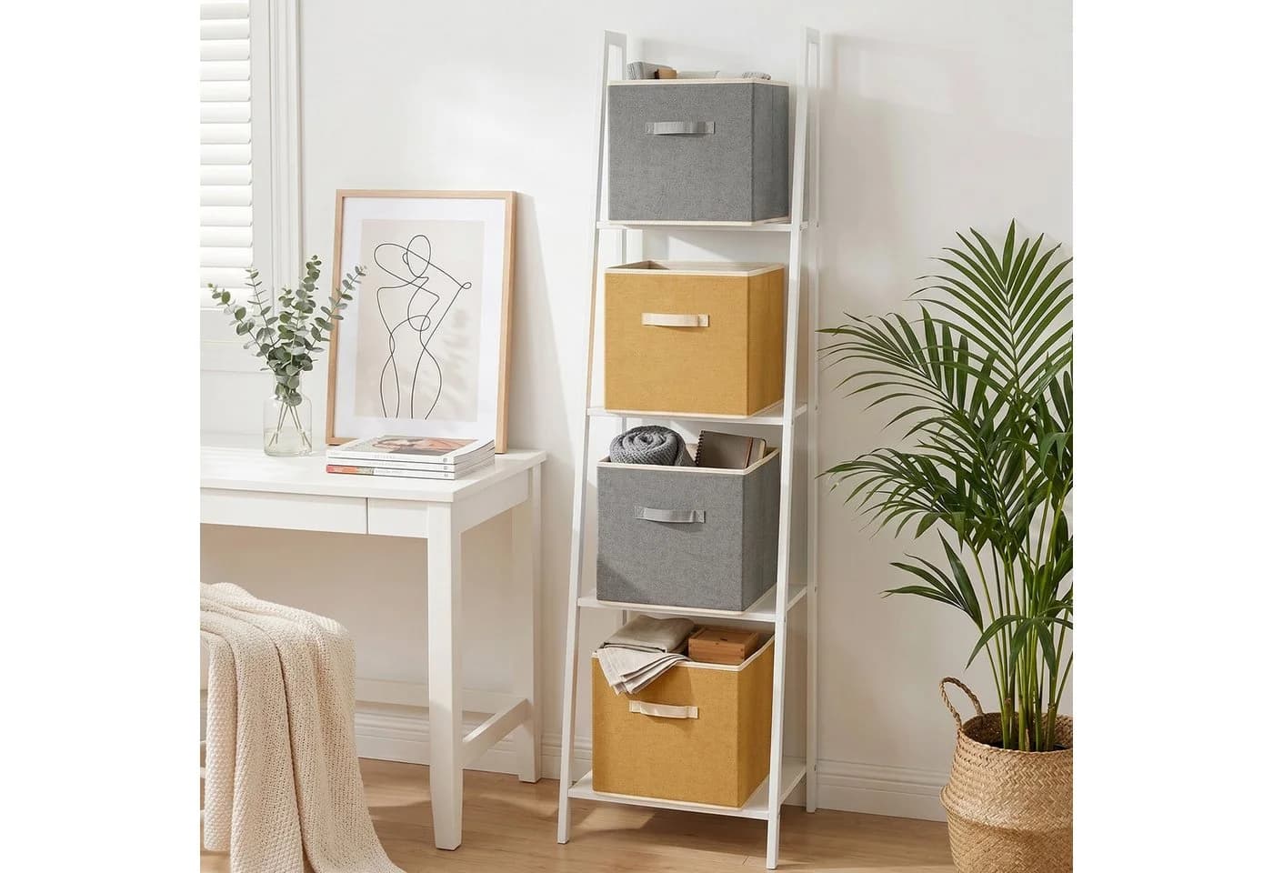 Youyijia Aufbewahrungsbox 4er-Set Stoff Faltbar Gelb Grau - Bild 5
