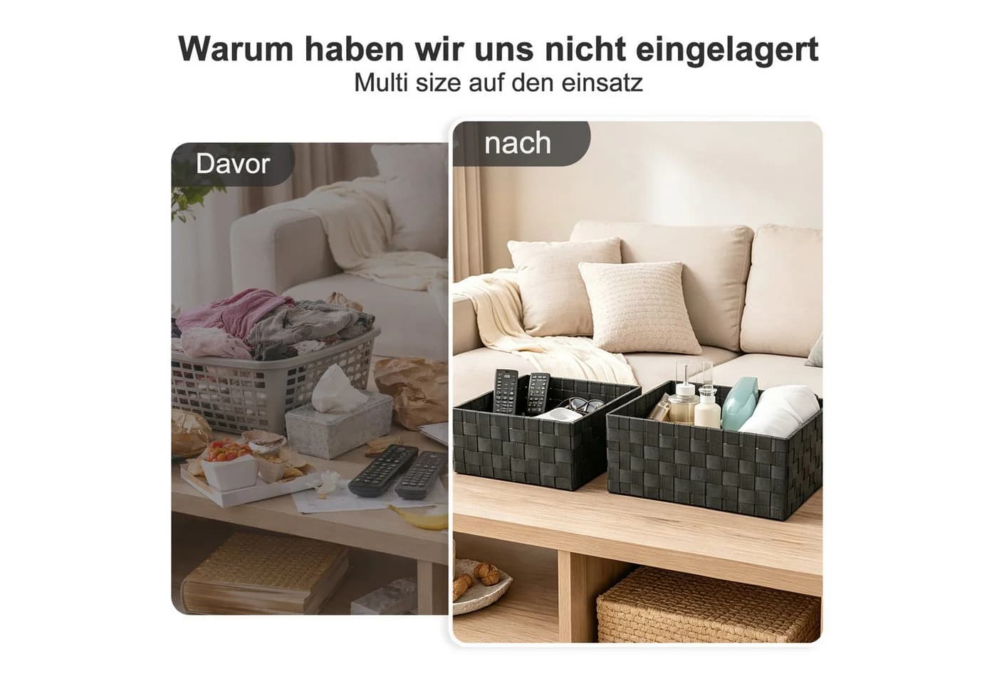 Youyijia Badorganizer 6er Set Aufbewahrungskörbe Schwarz - Bild 3