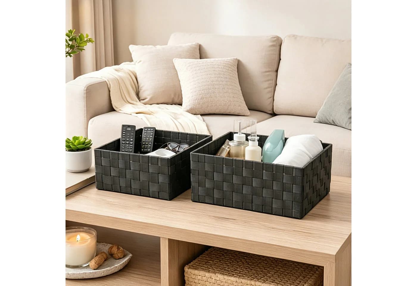 Youyijia Badorganizer 6er Set Aufbewahrungskörbe Schwarz - Bild 5