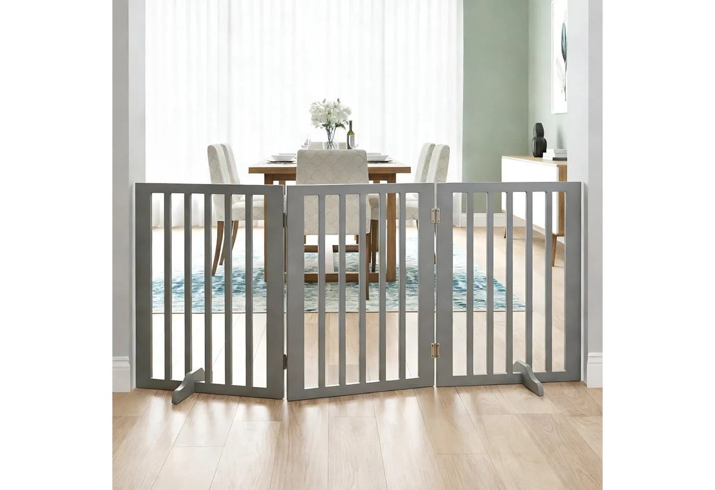 Youyijia Türstopper Treppenschutzgitter Holz Grau/Weiß/Schwarz - Bild 3