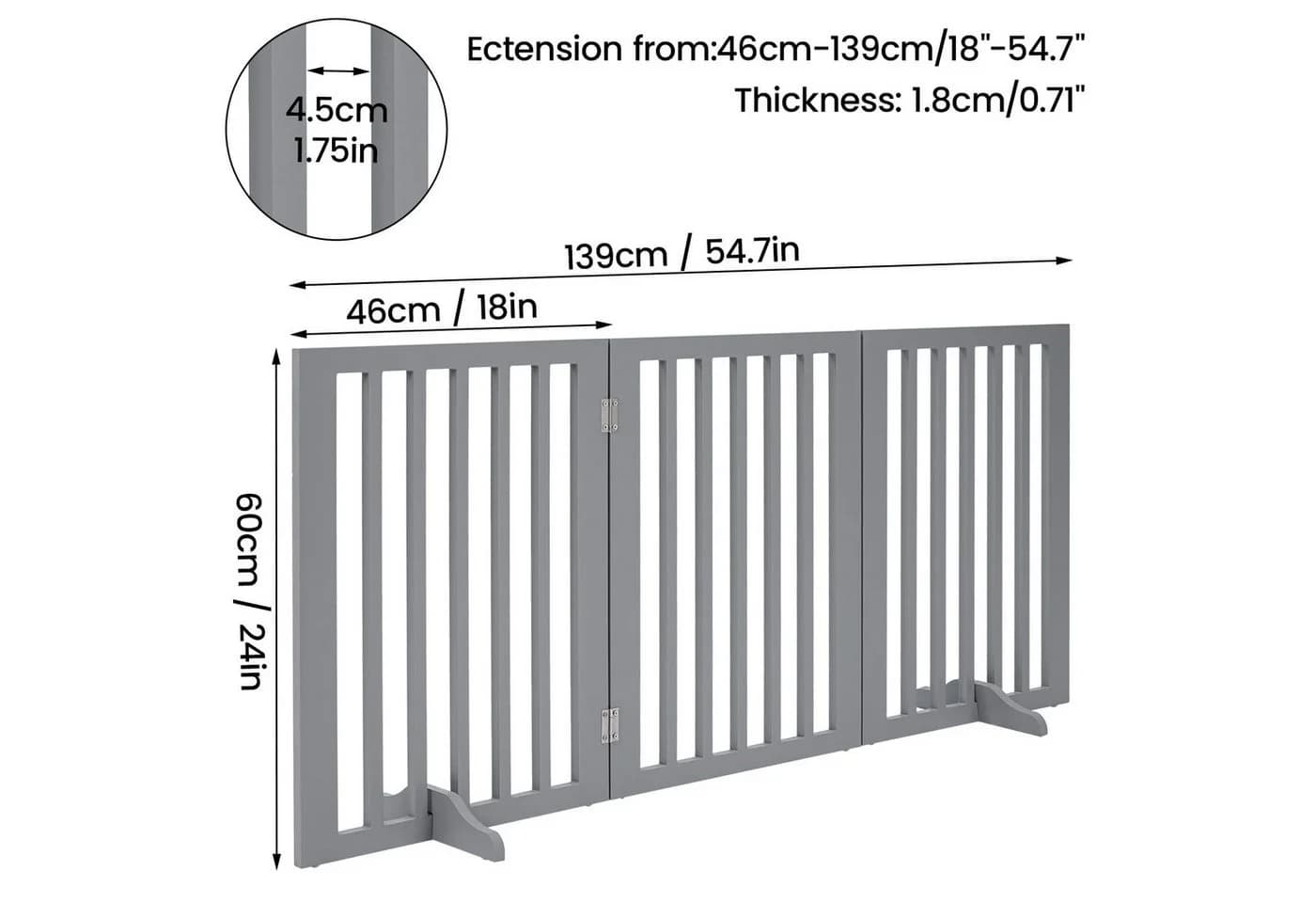 Youyijia Türstopper Treppenschutzgitter Holz Grau/Weiß/Schwarz - Bild 5