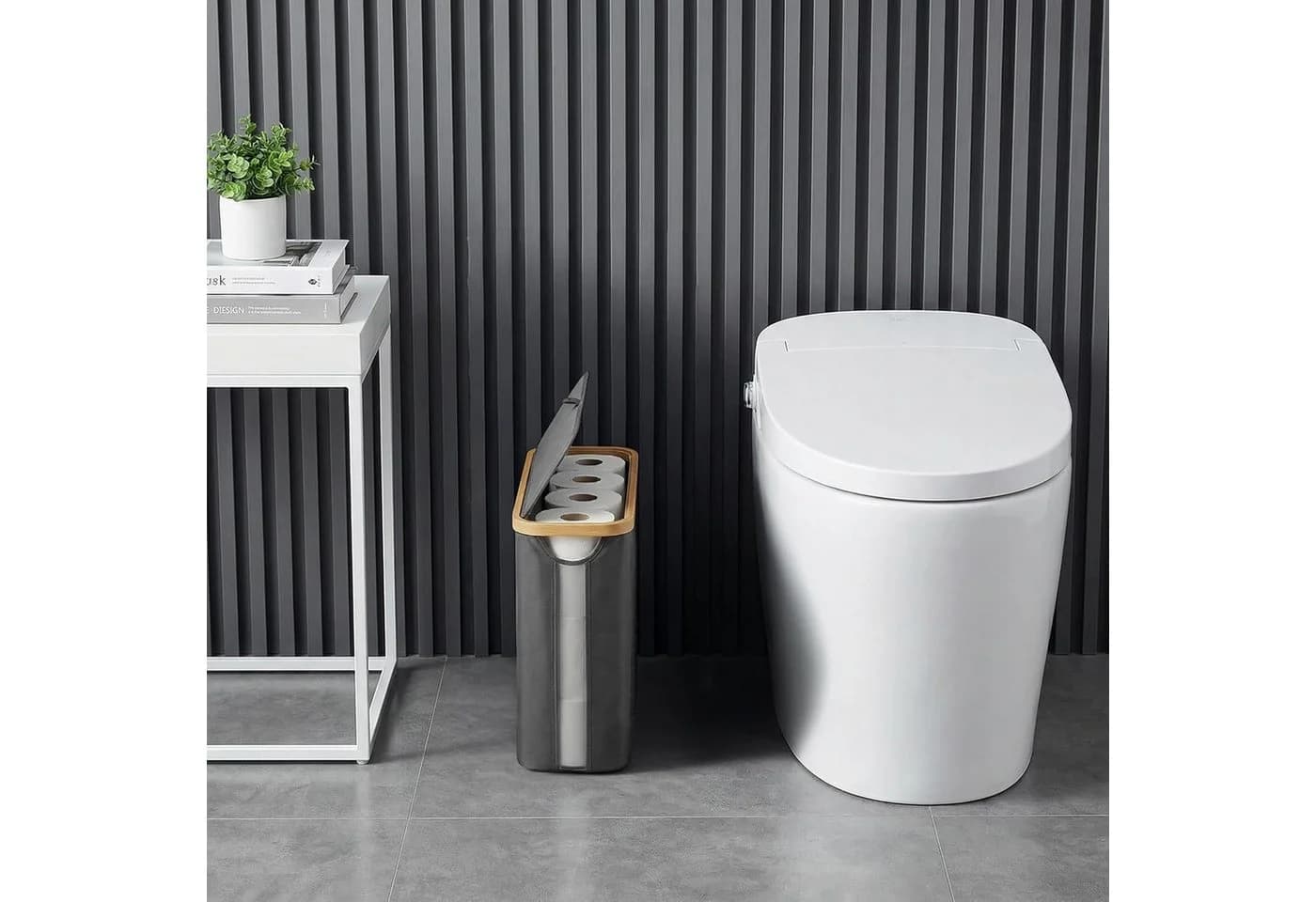 Youyijia Toilettenpapierhalter 28L Grau mit Deckel
