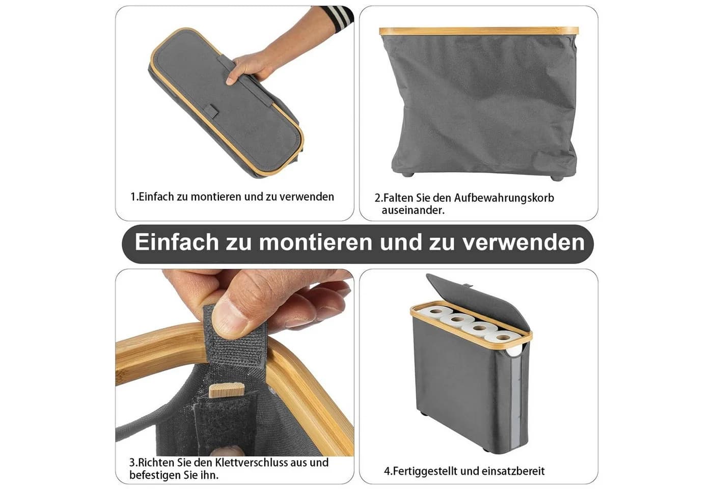 Youyijia Toilettenpapierhalter 28L Grau mit Deckel - Bild 3
