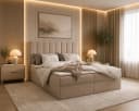 ROYAL24_MARKT Boxbett Manila Beige mit Bettkasten und Topper Bild 2