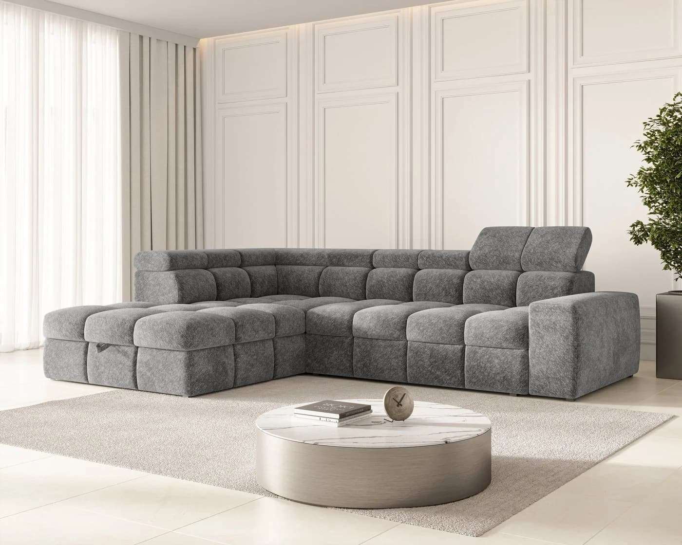 ROYAL24_MARKT Ecksofa Bianco Weiß mit Bettkasten & Schlaffunktion - Bild 2