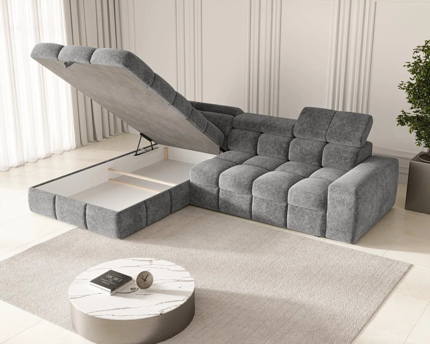ROYAL24_MARKT Ecksofa Bianco Weiß mit Bettkasten & Schlaffunktion - Bild 3