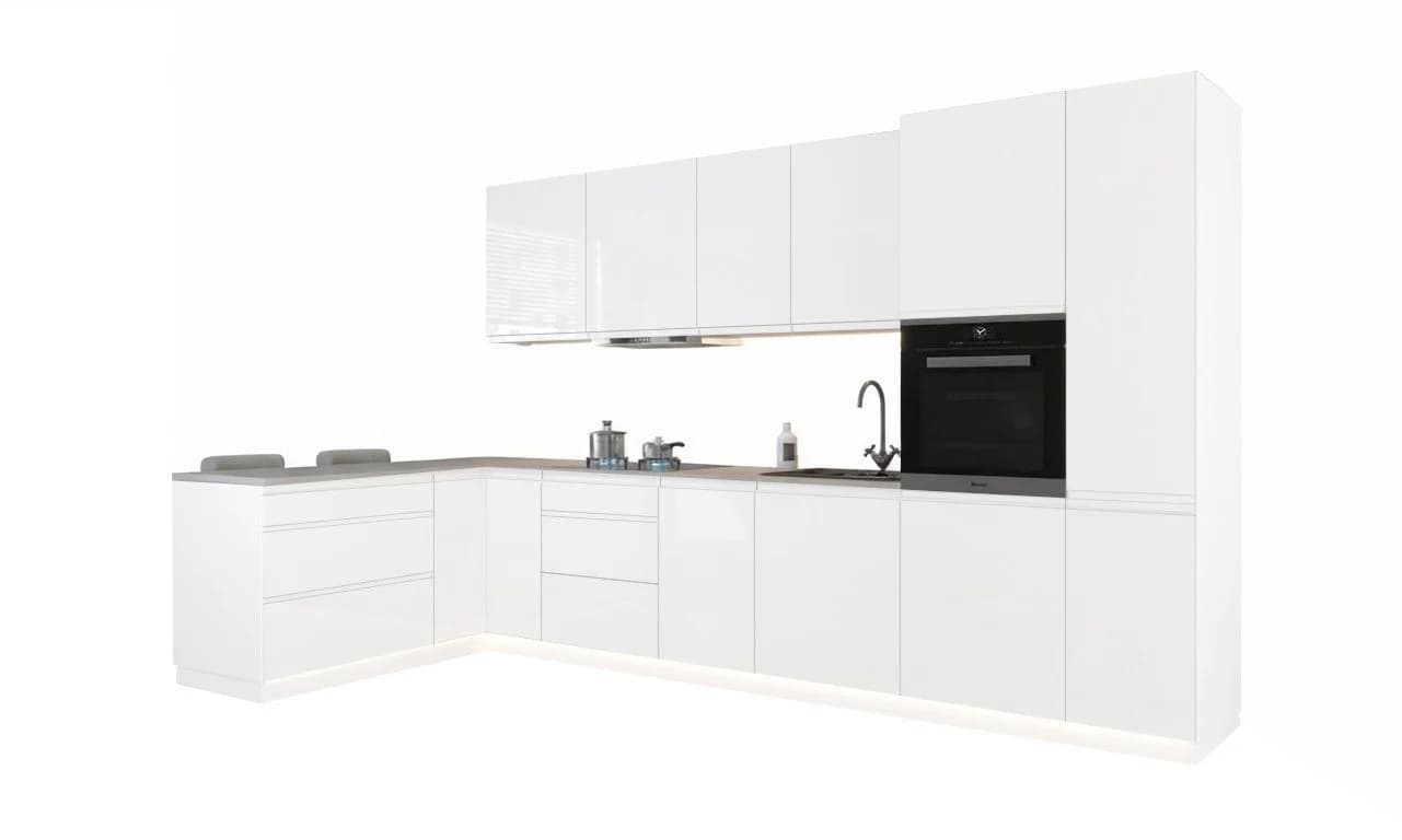 ROYAL24_MARKT Winkelküche Velmora Komplett-Set Weiß Modern