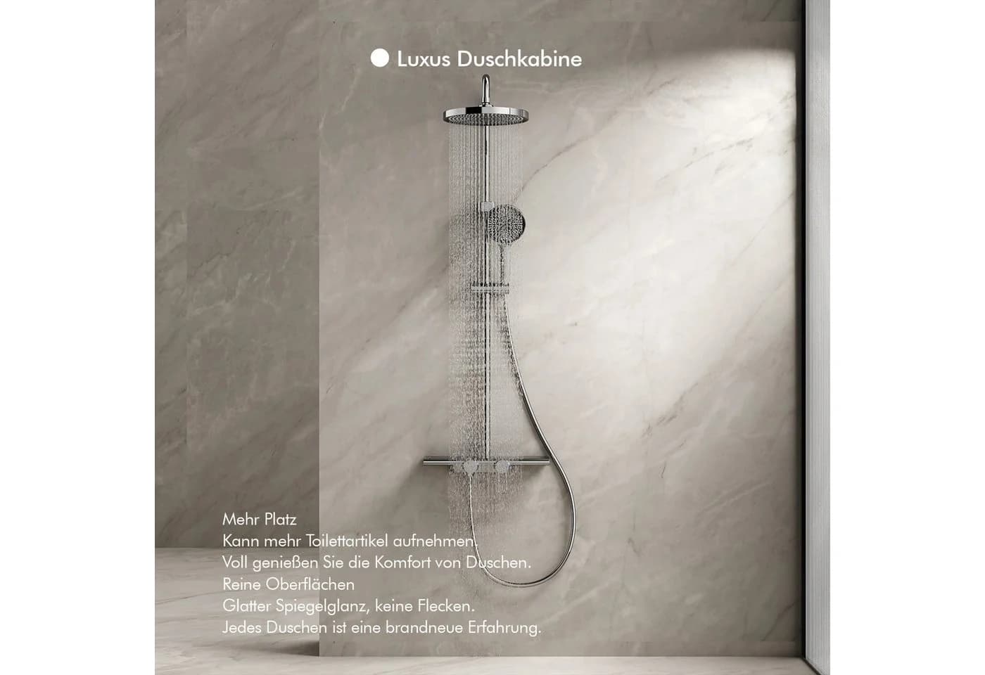 HOMELODY Duschsystem Regendusche 5 Modi 95 mm Wasserfallauslauf - Bild 2