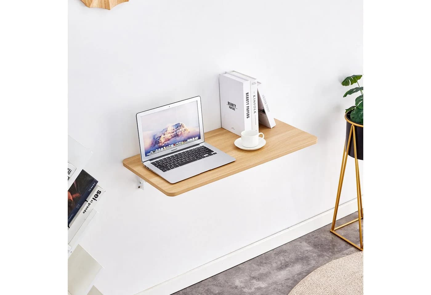 Fine Life Pro Klapptisch Wandmontiert Weiß Massivholz