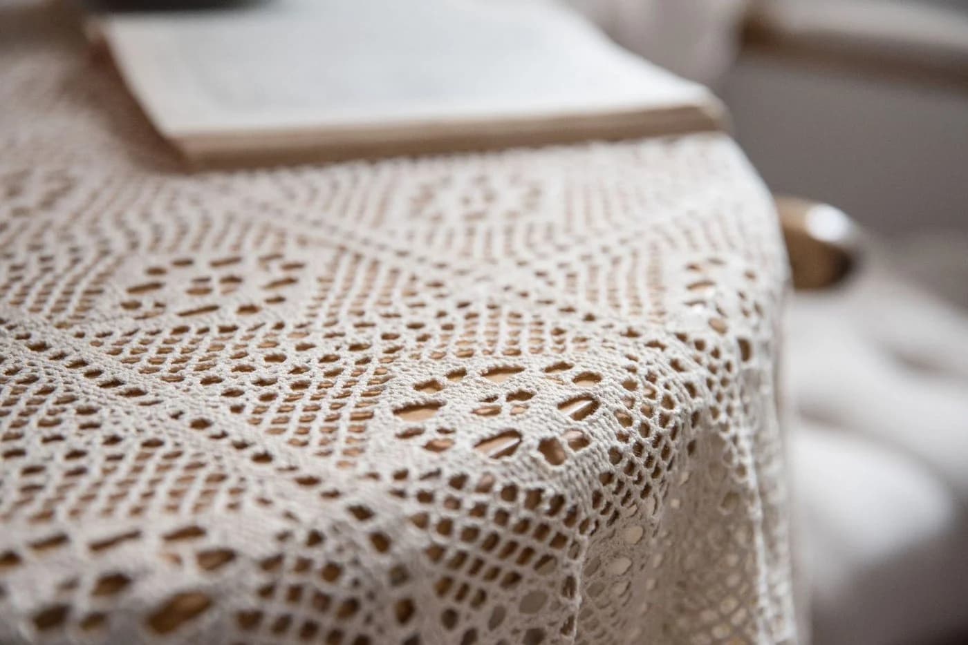 VEKROBOT Tischdecke Boho Häkeldecke Beige 140x140 cm - Bild 4