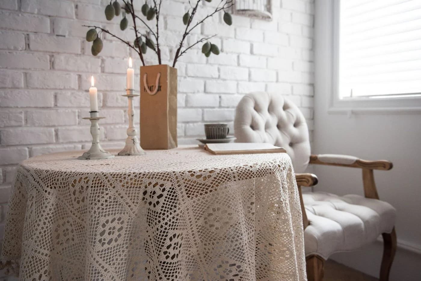 VEKROBOT Tischdecke Boho Häkeldecke Beige 140x140 cm - Bild 5