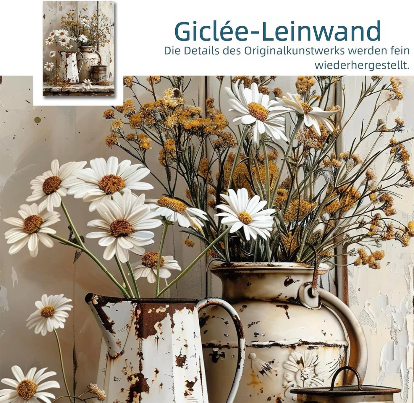 VEKROBOT Kunstdruck Retro Gänseblümchen Wandposter 40x50 cm