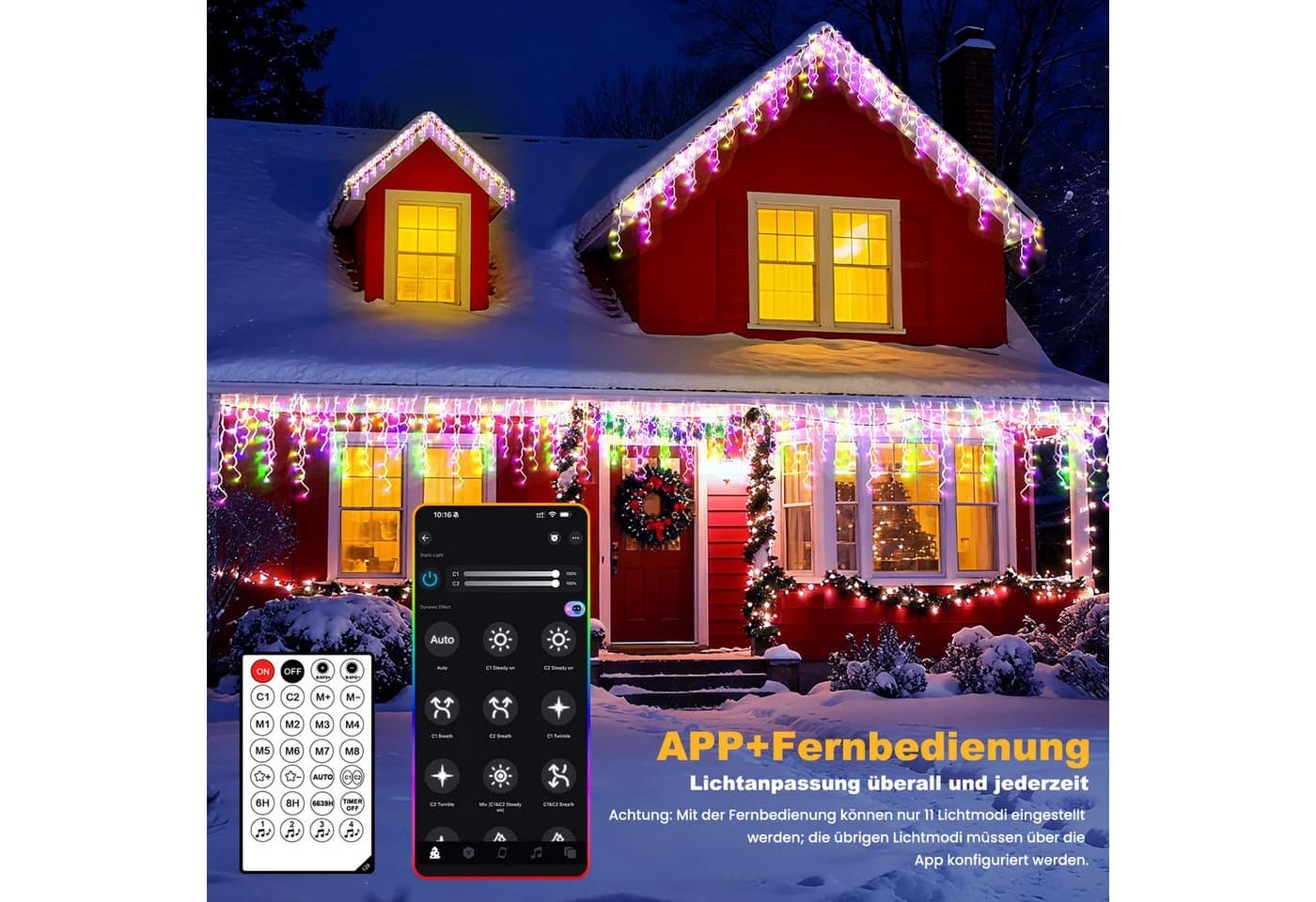 Circlio LED Eiszapfen Lichterkette 5-45m mit App & Timer - Bild 3