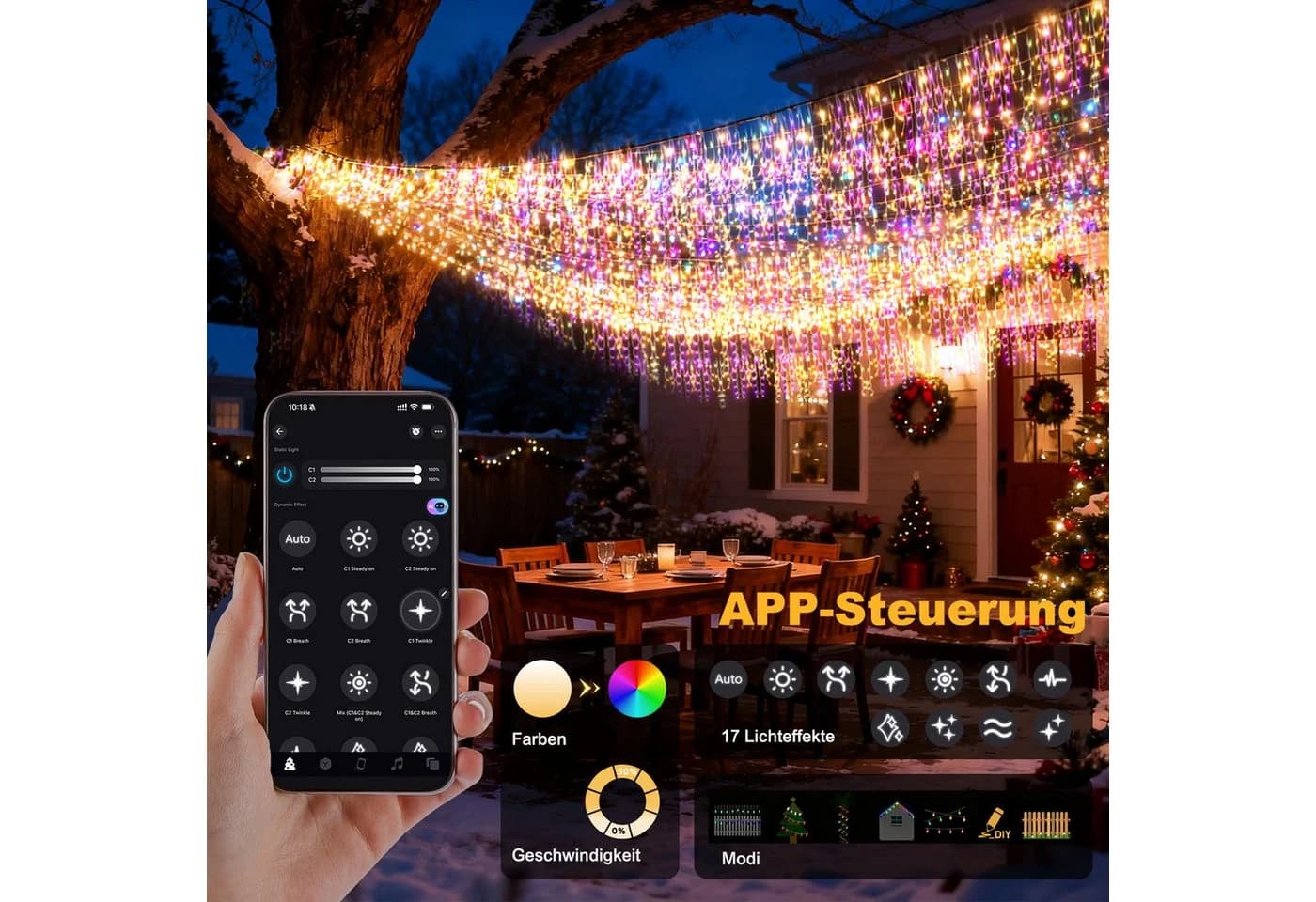 Circlio LED Eiszapfen Lichterkette Außen Bunt App-Steuerung - Bild 4