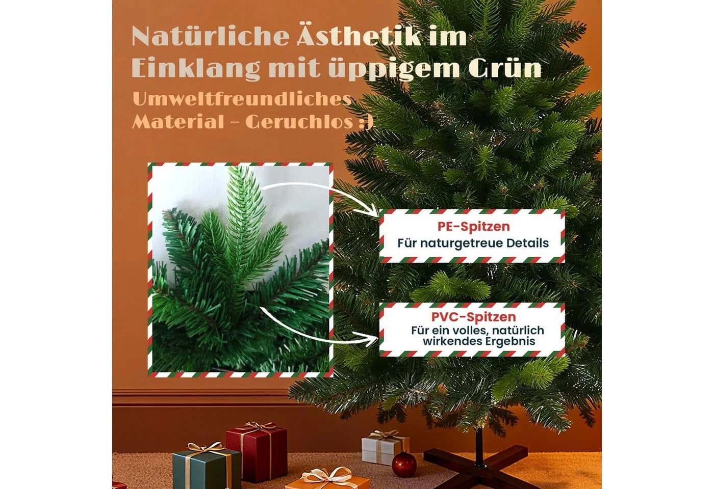 Circlio Künstlicher Weihnachtsbaum 180 cm mit Holzständer - Bild 3