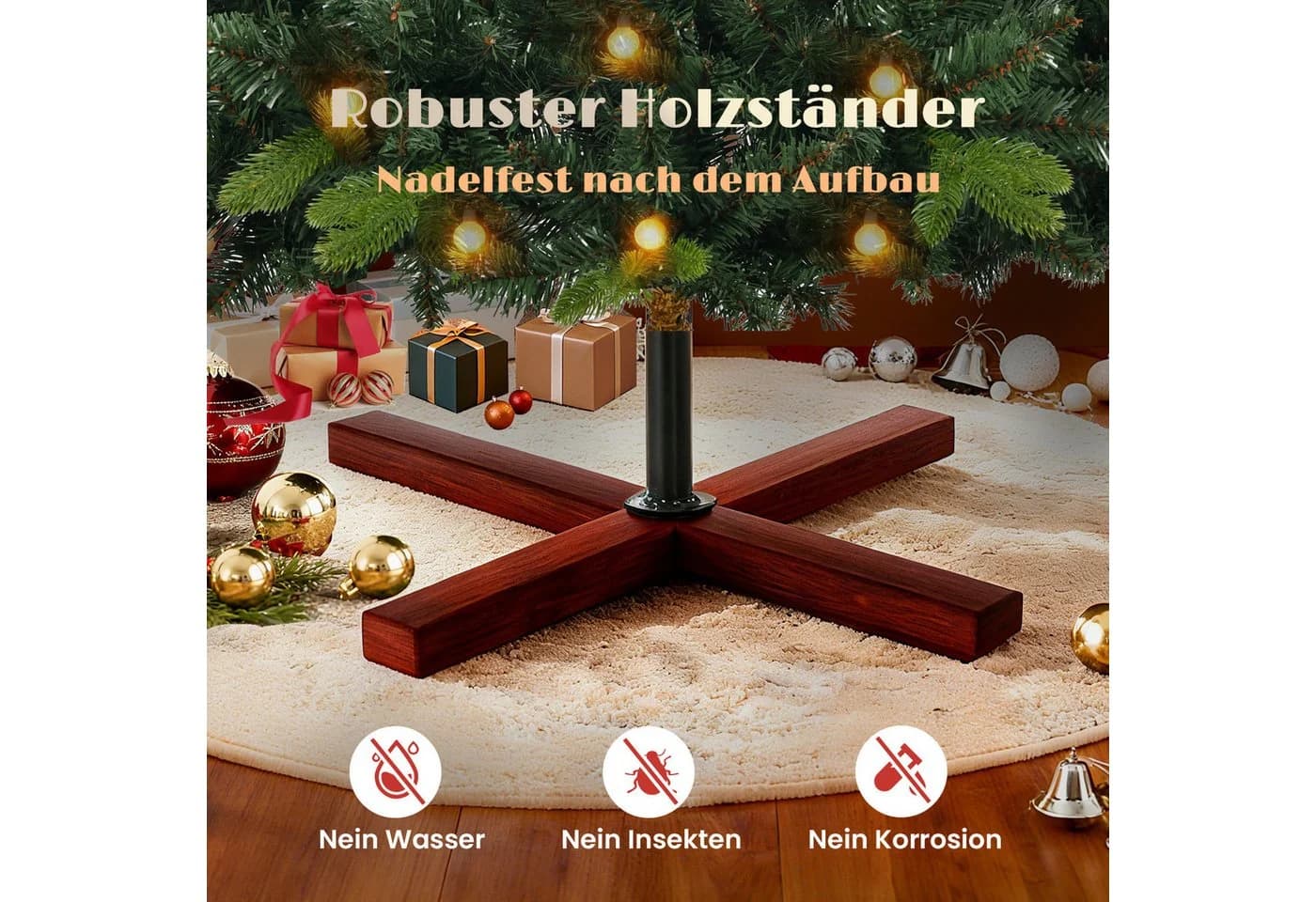 Circlio Künstlicher Weihnachtsbaum 180 cm mit Holzständer - Bild 4