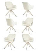 SHINEDEER Polsterstuhl Drehstuhl 6er Set Beige Samt mit Armlehne Bild 2