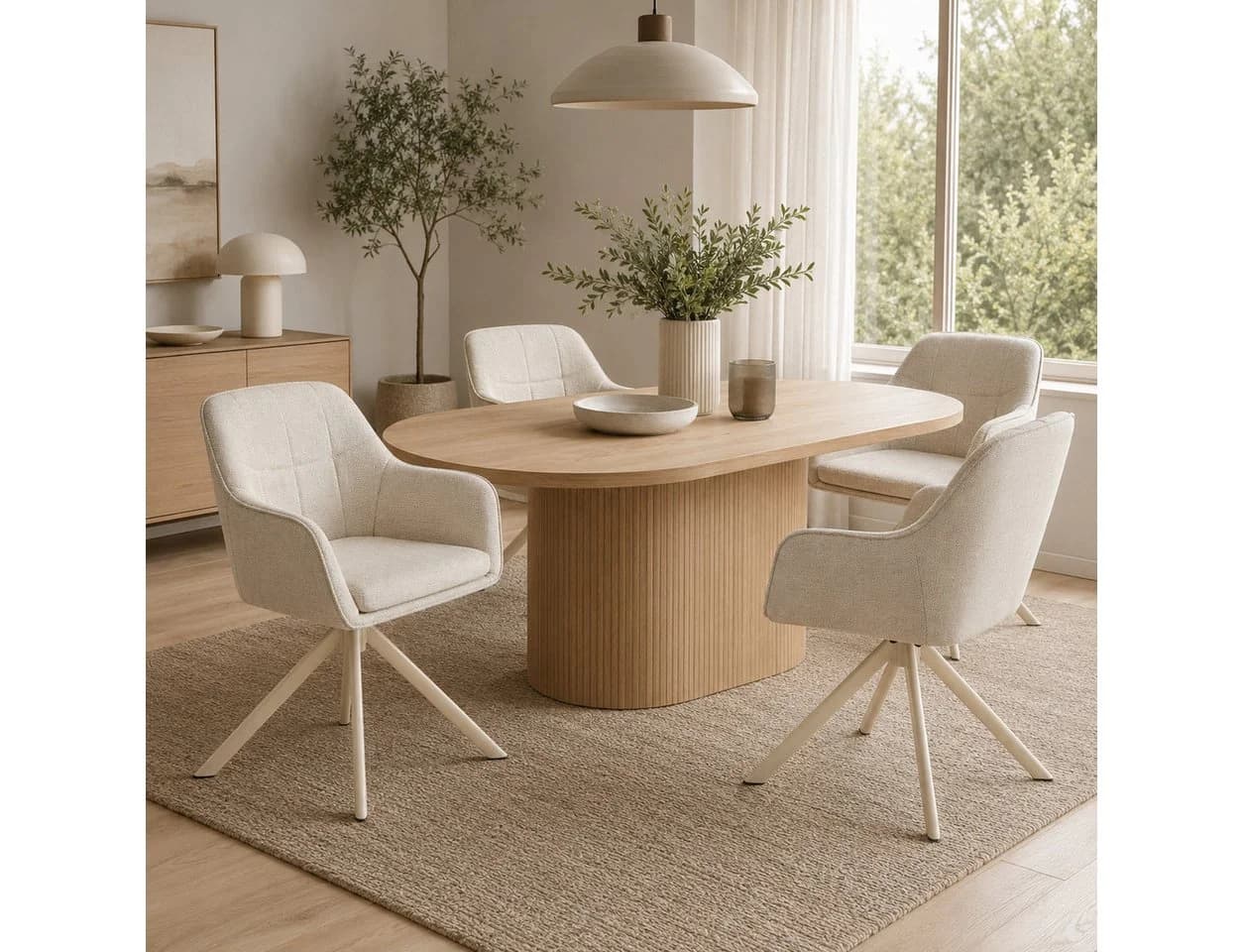 SHINEDEER Polsterstuhl mit Armlehne und 360°-Drehfunktion Beige