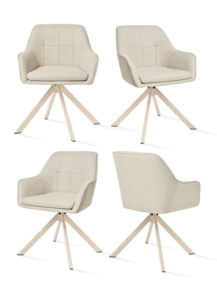 SHINEDEER Polsterstuhl mit Armlehne und 360°-Drehfunktion Beige - Bild 2