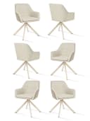 SHINEDEER Polsterstuhl Drehstuhl mit Armlehne 6er Set Beige Webstoff Bild 2